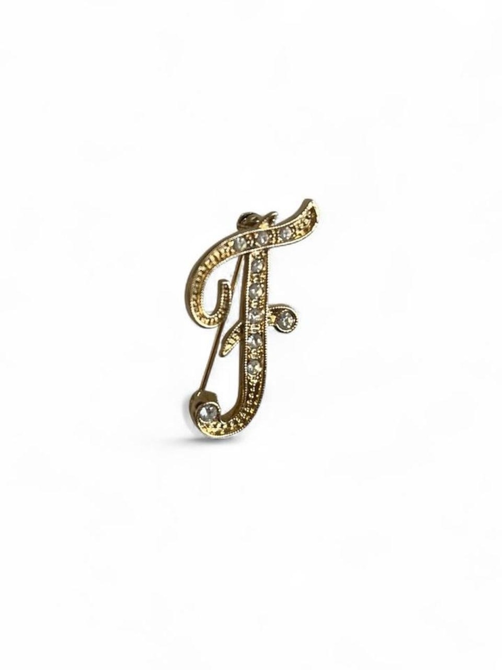 Gold Tone Initial F Pin Vintage Brooch - Women Jewelry
